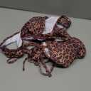 SUUKSESS Women Sexy Thong String 2 Piece Bikini Set Cheeky Halter Swimsuit (8-10, 71 Cheetah)