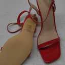 GENSHUO Women's Square Toe Strappy Stiletto Heels,4 Inch Open Toe Heel Sandals Ankle Strap Buckle Sexy High Heeled Prom Party Wedding Daily Wear Dress Shoes, Size: 9.5