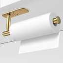 VAEHOLD Adhesive Paper Towel Holder Under Cabinet Wall Mount for Kitchen Paper Towel, Paper Towel Roll Holder Stick to Wall, Stainless Steel (Gold)