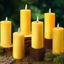 6 Pack Natural Beeswax Pillar Candles, 210 Hours Long Burning, 100% Pure Bees Wax Candles, Organic Emergency Beeswax Candles Bulk for Home Room Prayer Parties Relax, Smokeless & Dripless 2x4in (Yellow)