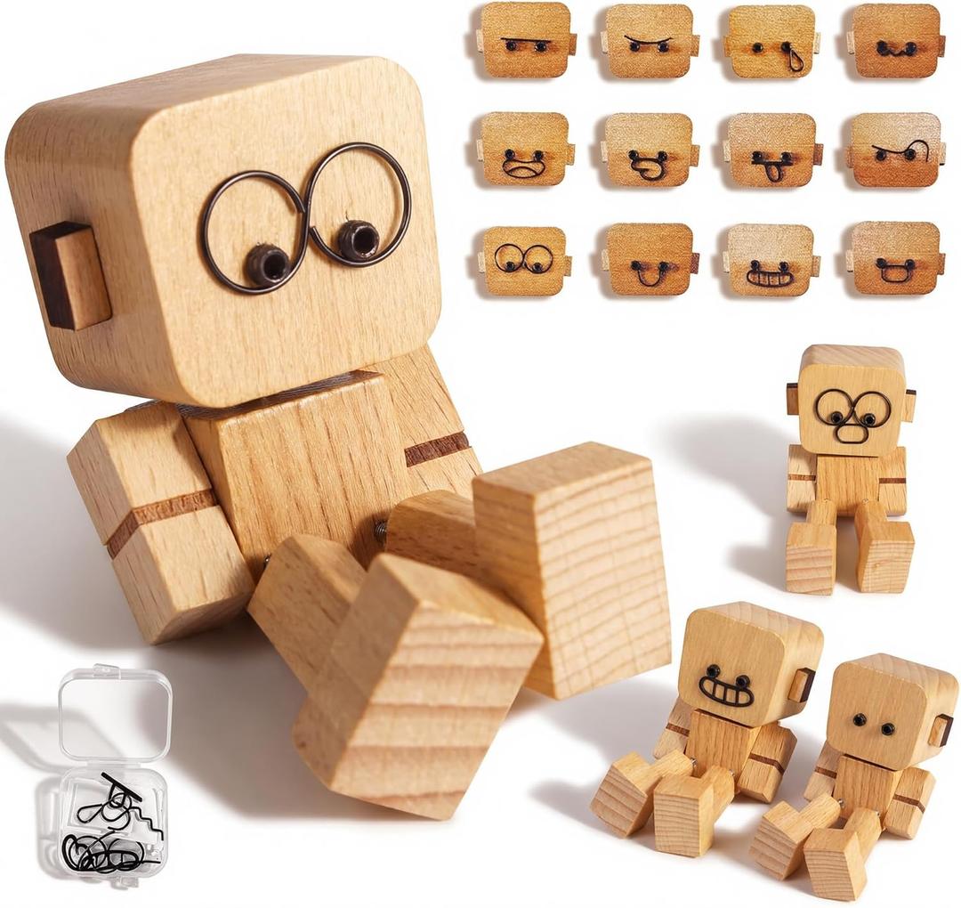 Shaking Wooden Man Figurine, Teacher Appreciation Mothers Day Graduation Gifts for Adults Men Husband him, Wooden Doll, Desktop Decor, Car Dashboard Decorations