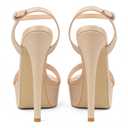 MERUMOTE Women's Platform Heels Sky High Heel Sandals Party Bridal Evening Shoes Nude US7