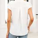 CiCiBird Boho Tops for Women Dressy Casual V Neck Blouses Summer Short Ruffle Sleeve Shirts (White, L)