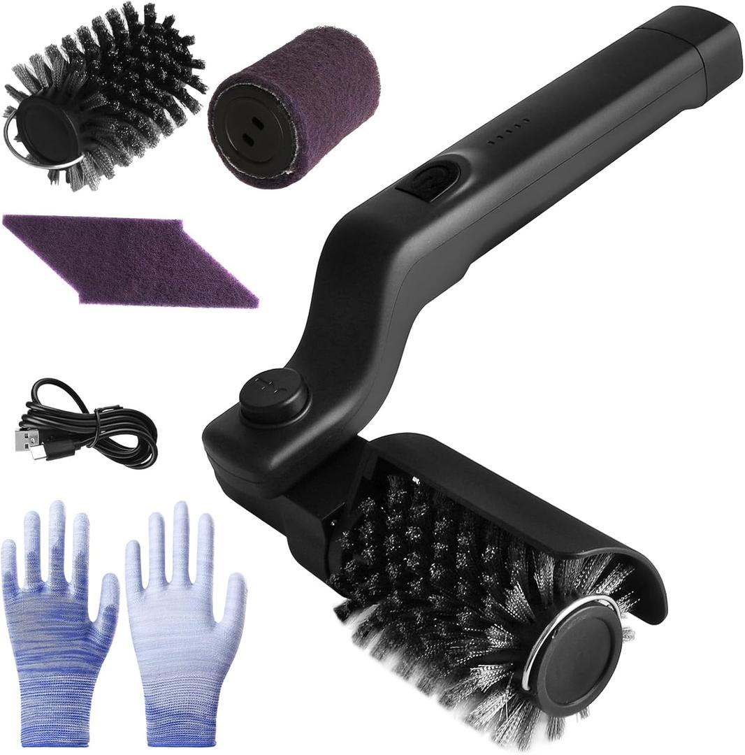 Electric Grill Brush, Rechargeable Cordless BBQ Brush, 180Adjustable Cleaning Brush, 3-Speed Power, Waterproof Cleaner for BBQ Grates with Extra Brushhead