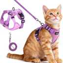 rabbitgoo Cat Harness and Leash Set, Escape Proof Soft Adjustable Vest Harnesses for Outdoor Walking, Easy Control Breathable Kitten Jacket with Reflective Strips, Pink & Purple, XS