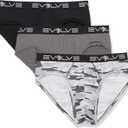 Evolve Men's Micro Sport 3 Pack No Show Brief (Medium, Black/Lead/Tech Camo-Grey)