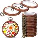 Burbell 15 Pcs 2.4 Inch Round Embroidery Hoops Frame Circle Rubber Hoops Ring Display Cross Stitch Ornament Imitated Wood Frame Kits for Spring Gifts Valentines Day Craft Sewing DIY Hanging Gifts