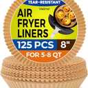 125Pcs Air Fryer Paper Liners Disposable, Non-Stick Air Fryer Parchment Paper, Food Grade Baking Liner for Baking Roasting Microwave (8IN-Round)