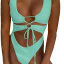 CHYRII Women's Sexy Cutout Lace Up Backless High Cut One Piece Swimsuit Monokini (Medium)