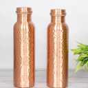 Pure Copper Water Bottle, Drink ware Set, Capacity 1000 ML, Set of 2 (HAMMERED 2)