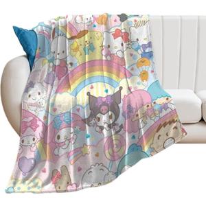 Sanrio Blanket Large Camping Blanket Character Lightweight Warm Stylish Blanket Summer Winter Blanket Large Cute Fluffy Cold Protection Travel Car Sofa Bed Four Seasons 50 x 60 inches (130 x 150 cm)