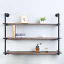 Industrial Pipe Shelves With Wood Planks,Rustic Pipe Shelving Wall Shelf, 48in, 3-layer
