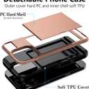 Vofolen Compatible with iPhone 16 Pro Max Case with Card Holder Dual Layer Heavy Duty Drop Protection Hidden Sliding Card Slot Slim Wallet Phone Case for Women Men, 6.9 Inch Rose Gold