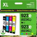 923e 923XL 923 Ink Cartridges for HP Printers (with Chip) Replacement for HP 923XL Ink Cartridges Combo Pack Work for OfficeJet Pro 8135e 8139e 8125e 8138e 8130e 8120e Printer, 4 Pack B/C/M/Y