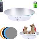 JAYEGT Motorized Rotating Display Stand, 7.87inch /17.6lbs Load, 360 Degree Electric Rotating Turntable for Photography Products, Jewelry5 Colors Backgrounds, Mirror Cover (White/Remote Control)