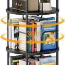 5 Tier Rotating Bookshelf, 360 Display Spinning Corner Bookshelf, Space-Saving Metal Frame Bookcase for Living Room, Office, Bedroom, Black