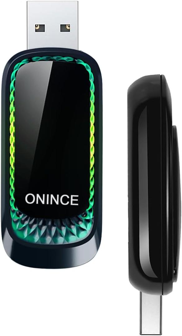 Wireless CarPlay Adapter, 2-in-1 Adapter Converts Wired Apple CarPlay & Android Auto to Wireless, Fast Connection, Plug & Play, Mini Design with Rainbow Ambient Light, Style I