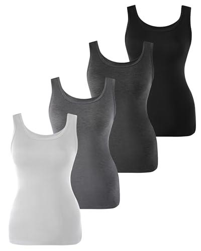 BAMBOO COOL Women's Ultra Soft Lingerie Camisole Basic Tank Breathable Undershirt 4 Pack. Size XXL