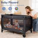 3 in 1 Pack and Play, Baby Bassinet, Changing Tabler - Portable Baby Playpen for Babies and Toddlers, Foldable Playard with Locking Wheels & Storage Diaper Basket(Black)