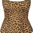 Narecte Sexy One Piece Bathing Suit for Women Tummy Control High Cut One Piece Swimsuit Womens Swim Suit (4-6, Leopard)
