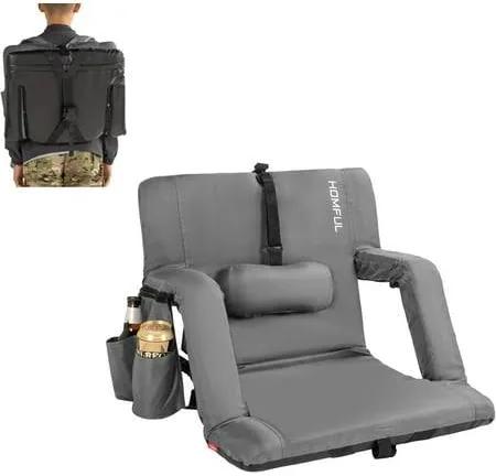HOMFule Wide 21'' Stadium Seats Wide 21'' Stadium Seats for Bleachers with Lumbar and Back Support Portable Folding Reclining Stadium Chairs with Padded Cushion Seats for