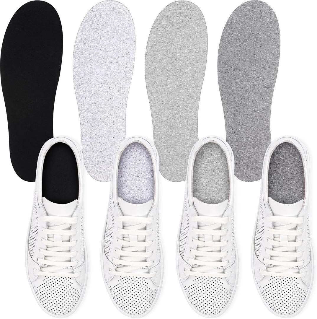 Velmitten 4 Pairs No Show Socks, Breathable Shoe Liner Anti Slip Barefoot Insert, No Stinking Shoe Liner for Men Women (Dark Gray, Light Gray, Black, White)