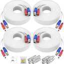 ANNKE 30M/100ft BNC Cable, Video Power Extension Surveillance Camera Cables for CCTV Security DVR System Installation, Free 8X BNC Connectors and 100pcs Cable Clips Included, 4 Pack, White