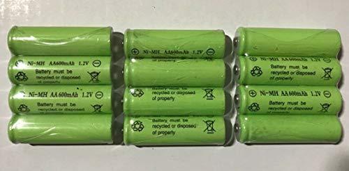 12-Pieces Size 1.2V AA(300/600/800mAh) Or AAA (600mAh/800mAh) and Ni-Cd/Ni-MH Rechargeable Battery for Solar Light and Solar Devices (1.2V AA 600mAh Ni-MH)