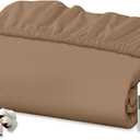 Royale Linens 100% Organic Cotton Fitted Sheet - Percale Weave - Super Soft Deep Pocket Bottom Sheets - Elastic Sheet Twin XL Size - Twin XL Fitted Sheets Only - (39"x80"+15", Chocolate)