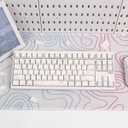 Sumgsn 131 Keys White Topographic Keycaps PBT Dye Sub Side Printed Custom keycaps 75 Percent Cherry Profile Fit for Mechanical Keyboard Cherry Mx Switches