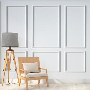 NeatiEase Peel and Stick Wall Molding Kit 6-Frame Premade, Ready-to-Assemble Wall Moulding Panel Frame, Self Adhesive Wainscoting Panels, Accent Molding Trim for Interior Walls Home Decor (Width:1.4", White)