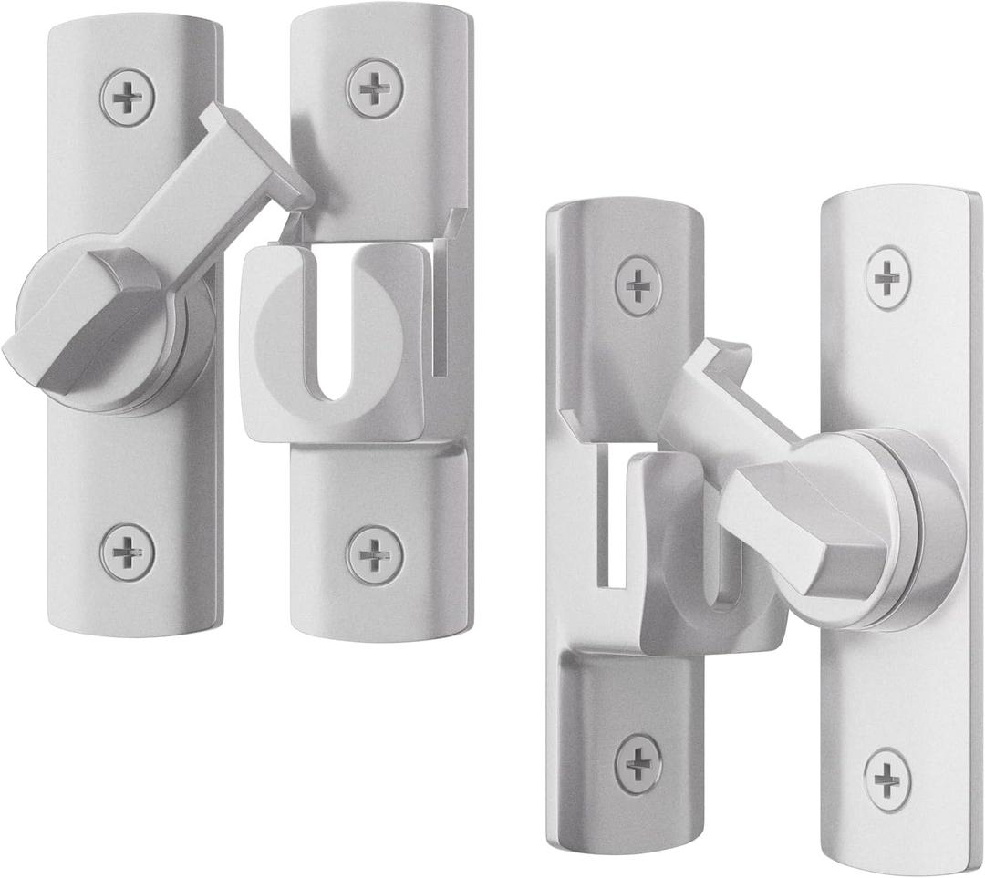 2 Pcs Degree Barn Door Latch, 180/90 Sliding Barn Door Lock，Sliding Gate Latch Lock for Cabinets, Barn Door, Bathroom, Gardenr Doors (Sliver)