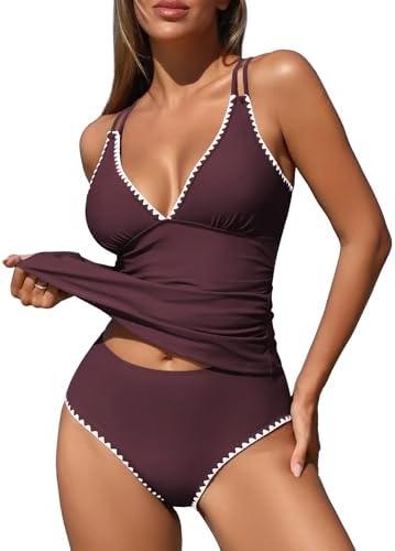 ZAFUL Womens Tankini Swimsuits V Neck Push Up Swim Top Color Block Tummy Control High Waisted Bathing Suits Swim Bottom.L ZAFUL Womens Tankini Swimsuits V Neck Push Up Swim Top Color Block Tummy Control High Waisted Bathing Suits Swim Bottom.L