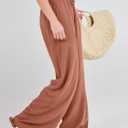 ANRABESS Womens Linen Palazzo Pants Summer Flowy Wide Leg Drawstring Casual Trousers with Pockets Beach Vacation Outfits Large Rust (Orange, L)