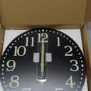 JoFomp Atomic Wall Clock Glow in Dark, 12 Inch Silent Wooden Wall Clocks Battery Operated, Atomic Clock Wall Radio Controlled Sets Automatically, Glow in The Dark Wall Clocks for Living Room Decor (Black)