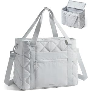BAGSMART 38L Travel Duffle Bag, Weekender Overnight Hospital Bag for Women Labor Delivery, Carry-On Personal Item Large Tote (Light Grey)
