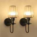 Battery Operated Wall Sconces Set of 2 5200mAh Rechargeable Crystal Glass, 15 Colors & 10-Level Dimmable, Wireless Wall Lights for Living Room & Bedroom, Black
