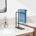 Hand Towel Holder Stand for Bathroom Kitchen Countertop, Matte Black Modern Free Standing Towel Racks with Heavy Base, Holds 2 Towels