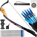 Traditional 54” Wooden Takedown Recurve Bow Set for Adults, 30/40 lbs – Includes 9 Arrows & 5 Target Faces for Outdoor Hunting & Training