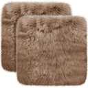 Drydiet 2 Pcs Natural Sheepskin for Bed Sores and Skin Imitation Wool Medical Sheepskins with Non-Slip Back for Pain Relief and Discomfort, Wool Seat Pad, 17 in x 17 in (Square,Coffee Color)
