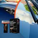 2 x Glass Oil Film Remover for Car, Roll-On Glass Compound with Cleaning Board, All-Weather Windshield Kit, Easy-to-Apply and Clean