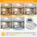 Dimmable LED Ceiling Light Fixture, 2700K-6000K 5CCT Modern Mid-Century Semi Flush Mount Ceiling Light, White Close to Ceiling Lamp for Bedroom, Living Room, Kitchen, Laundry Room, 15.7in