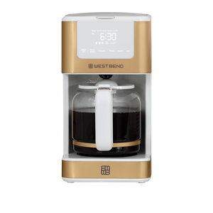West Bend Timeless 12-Cup Programmable Coffee Maker with Brew Strength Selector for Hot and Iced Coffee, Includes 1-4 Cup Brew Option and Permanent Filter