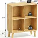 4 Cube Storage Organizer with Legs, 2 Tier Cube Low Bookcase Freestanding Storage Display Organizer for Home Office, Four-Cubes Open Shelf Short Bookshelf (Natural Oak, 4 Cube)