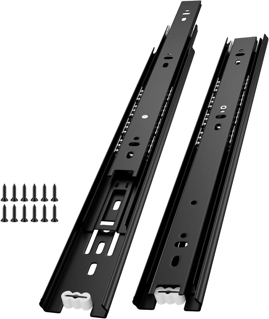 Full Extension Ball Bearing Drawer Slides 14 Inch Side Mount Cabinet Rails 1 Pair Tool Box Trash Can Glides Heavy Duty Kitchen Drawer Runners 100LB Capacity