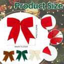 12 Pcs Velvet Bows for Christmas Tree 6 Inch, Vintage Christmas Bows Holiday Ornaments Wreath Gift Bow for Garland DIY Craft Wrapping Decor (Red, Khaki, Brown, Green)