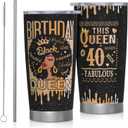 African American 40th Birthday Gifts for Women Tumbler 20oz Stainless Steel, Gift for 40 Year Old Woman Travel Mugs Cup, 40th Birthday Decorations for Woman, 1985 Bday Gift Ideas for Mom Friends