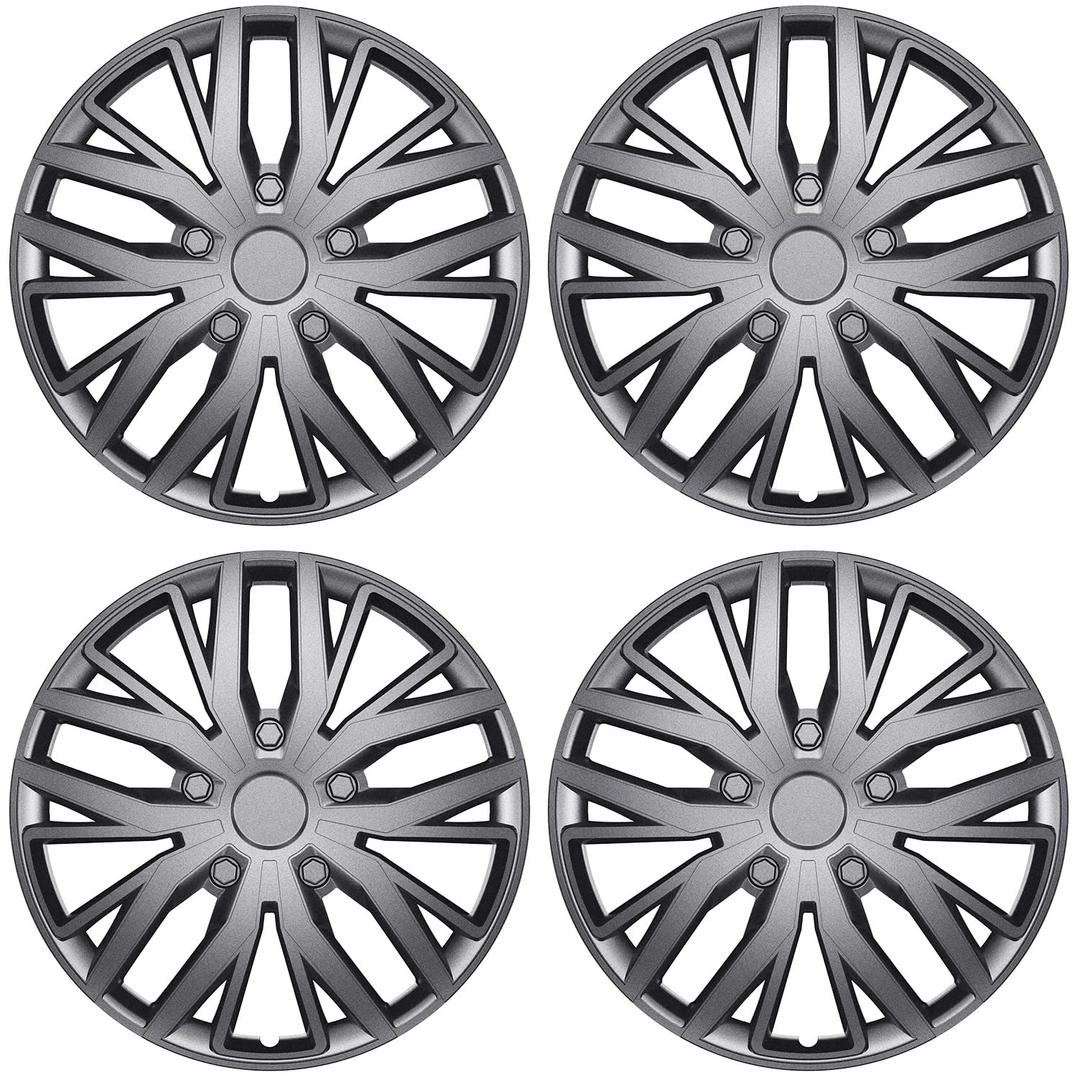 AutoBeeDen 4 Pack Universal Hubcaps Replacement R17 17 inch, Steel Wheel Rim Cover for Most Auto, 17" 17 in Wheel Covers Hub Caps (Gray Color, 17 inch)