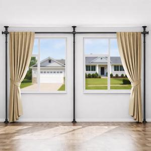 ALLZONE Partition Room Divider Curtain Rod, Adjustable Wall Divider for Room Separation, 63 to 130inch(H) & 31 to 135inch(W), No Drill, Three Mounting Options, Ideal for Creating Privacy Space, Black