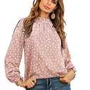 LYANER Women's Frill Mock Neck Flounce Long Sleeve Solid Blouse Office Shirt Top , S
